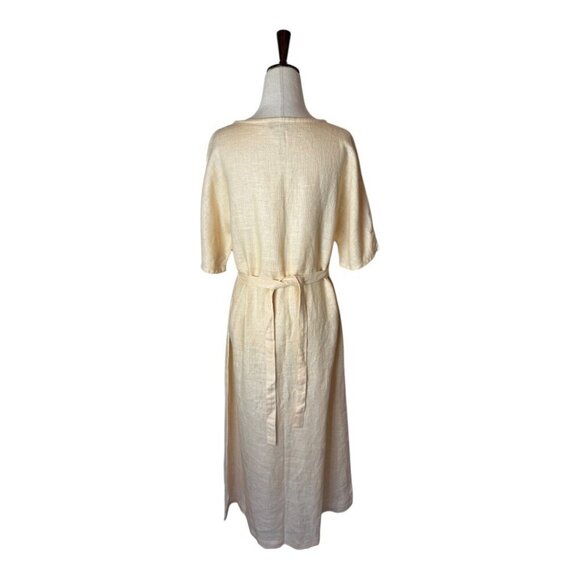 Worlds Apart Dress Women‎ Medium Orange Peach Linen Button Skirt Maxi Lagenlook - Picture 2 of 10